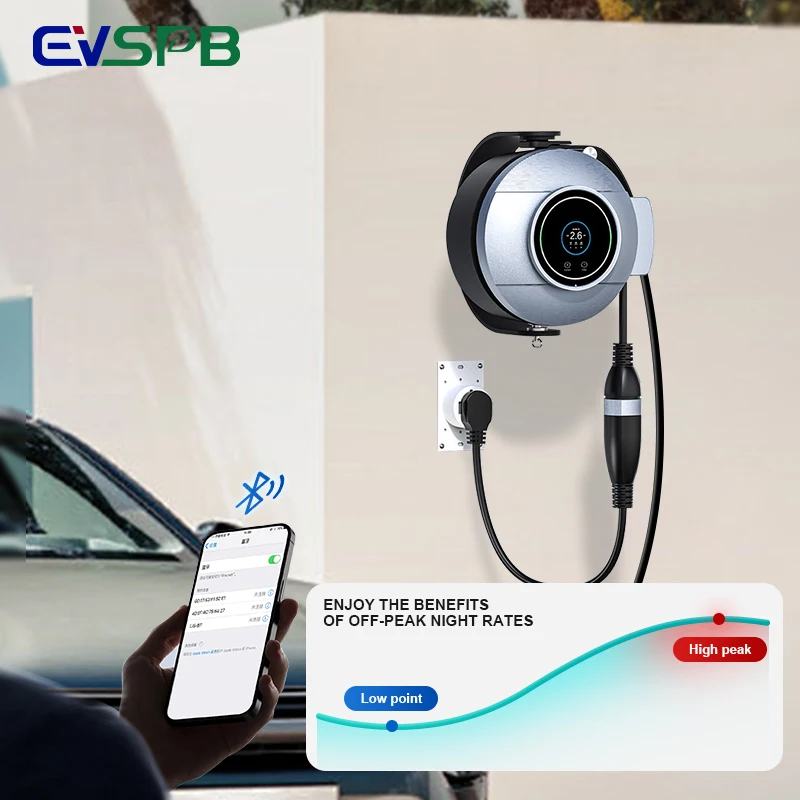 2025 New Arrival EVSPB Home Use Fast Wall-mounted EV Charging Station European Standard Type1 GBT 3.5KW/7KW 2.8-inch LCD Screen