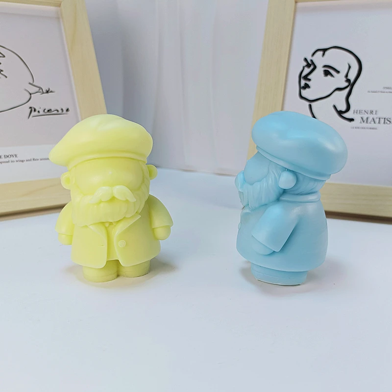 Charming Mona Lisa Human Statue Candle Silicone Mold Grandparents Wax Mould Gifts to Family Members Desktop Decoration