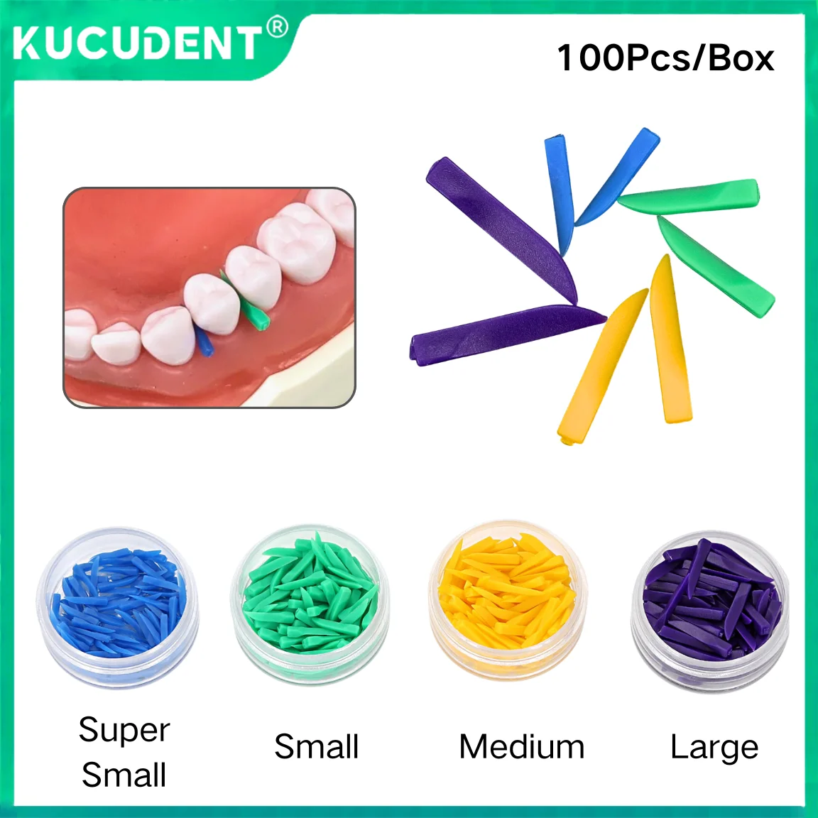 

100 шт./кор. одноразовые стоматологические клинья для зазоров между зубами, 4 размера, медицинский класс, нетоксичный пластик, лабораторные материалы для ухода за полостью рта, материалы для лечения стоматолога