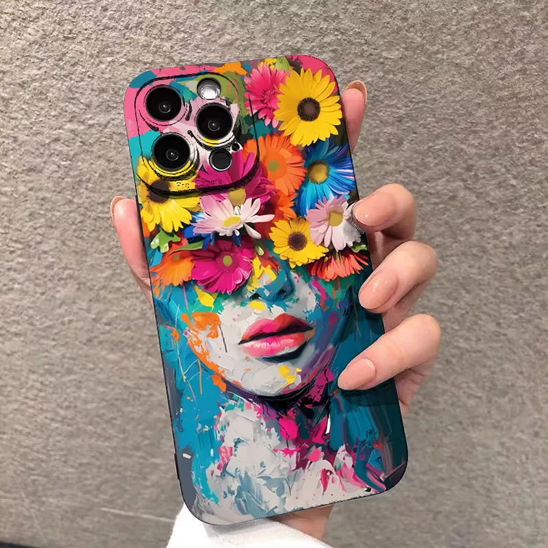 Creative Flower Girl Phone Cases For Samsung Galaxy S26 S24 S25 Plus FE S23 Ultra A56 A53 A54 A55 A26 A35 A36 Shockproof Cover