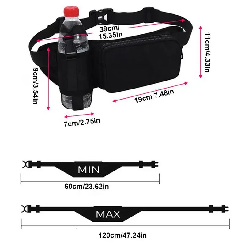 Поясная сумка с держателем для бутылки с водой, регулируемый ремешок, водонепроницаемая сумка для бега, походные поясные сумки, тренировочное снаряжение для женщин