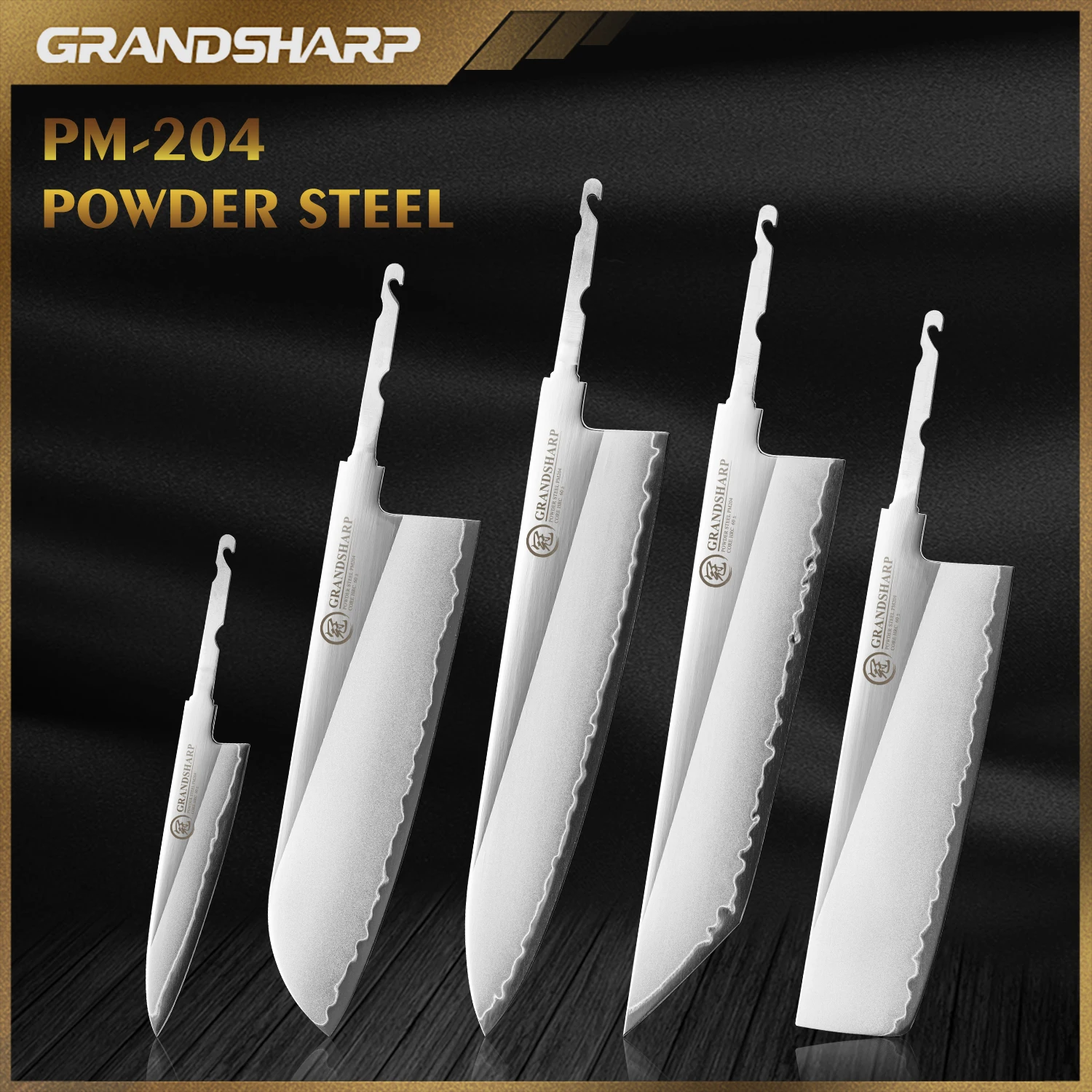 Grandsharp Mirror Finish Blank Blade 3 Layer Composite Steel PM204 Core DIY Tool Kitchen Chef Nakiri Utility Knives Cooking Tool