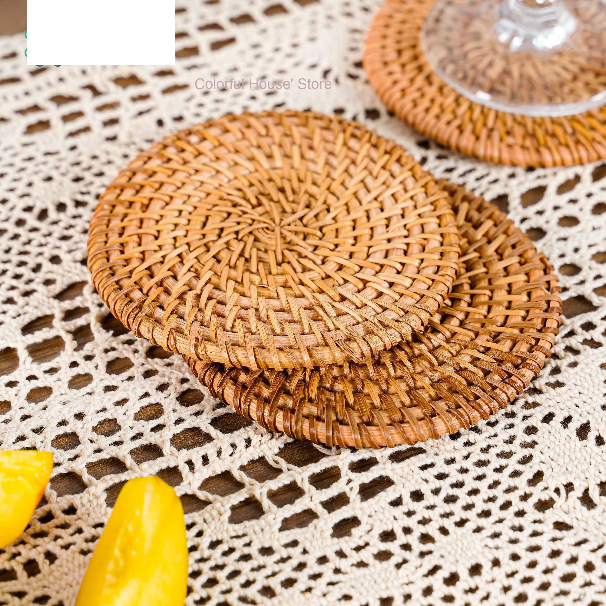 6Pc/set Rattan Coasters Set For Tea Accessories Round Non-Slip Tableware Placemat 10cm Dish Heat Resistant Plate Pads Woven