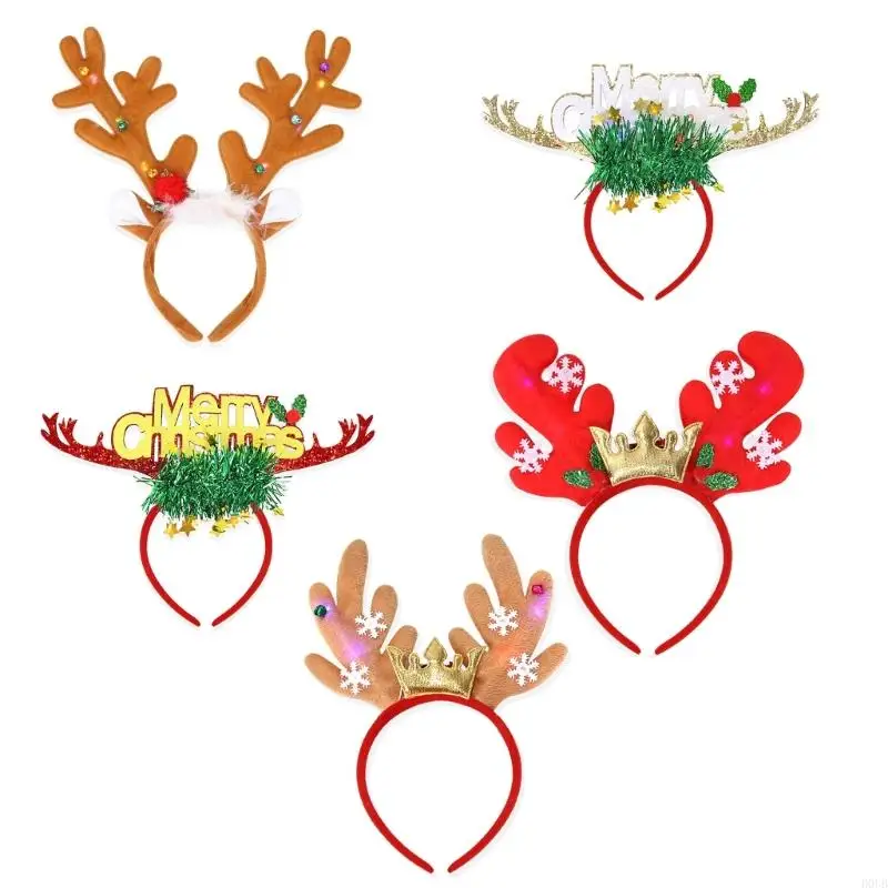 D0UB Festival stagionale Christmas Headband Holiday Festeggia capelli renna luminosa