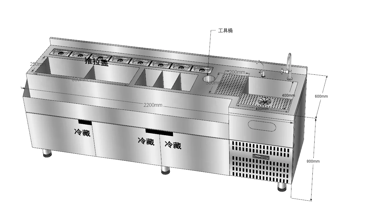 Certificated Stainless Steel Cocktail Station Bar Counter Industrial Set Cocktail Making Bar