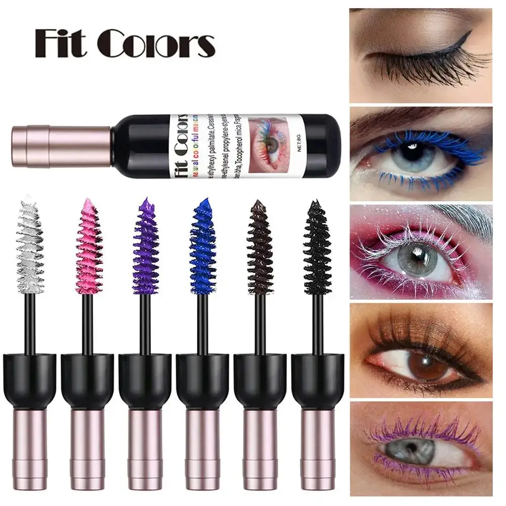 4D Colorful Mascara Waterproof Eyelash Extension Glitter Fast Dry Long-lasting Curling Purple Blue Pink Party Makeup Cosmetic