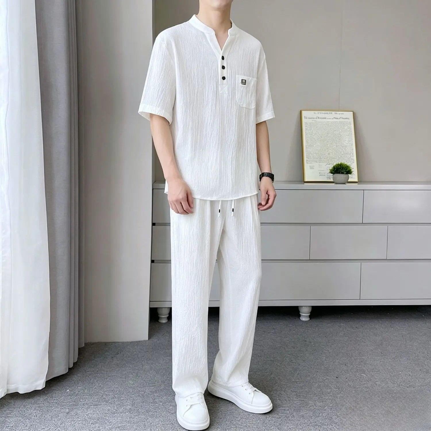 8858 white top + white pants