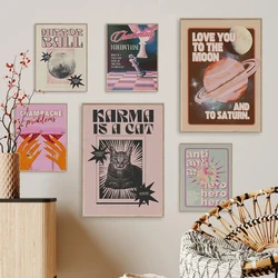Juego de 6 pinturas al óleo impresas, póster de galería más vendida, arte de pared de Bar moderno, póster en lienzo, decoración de moda para habitación de dormitorio de chica Retro