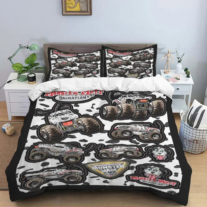 Super Monster Truck Monster Jam Comforter Bedding Set,Duvet Cover Bed Set Quilt Cover Pillowcase,King Queen Size Bedding Set