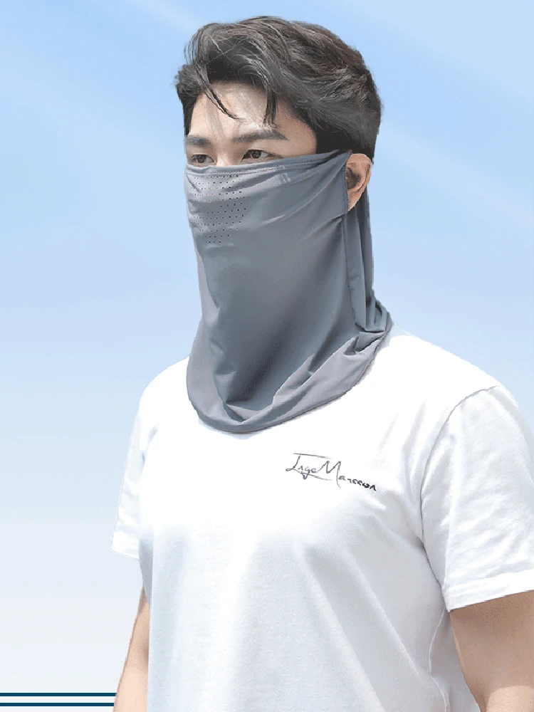 AliExpress NONE Cycling Neck Gaiter Sun Protection Summer Perforated Breathable Face Mask Driving Ear Loop Cooling Fishing Quick Dry Face Cover