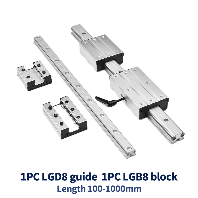 

External Double Axis Linear Guide Rail Shaft LGD8 Length 100-1000mm with LGB8 Slider Woodworking Rails Roller of CNC parts
