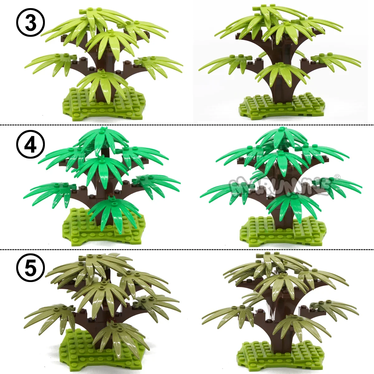 Marumine 21PCS MOC Building Bricks Tree Sets Natural Jungle Blocks Plant with leaf 30239 City Street View Model Kit Toys