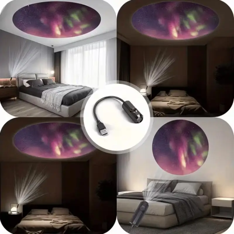 USB Northern Aurora Galaxy Projection Light Creative Pattern Ceiling Room Background Atmosphere Decor Lamp