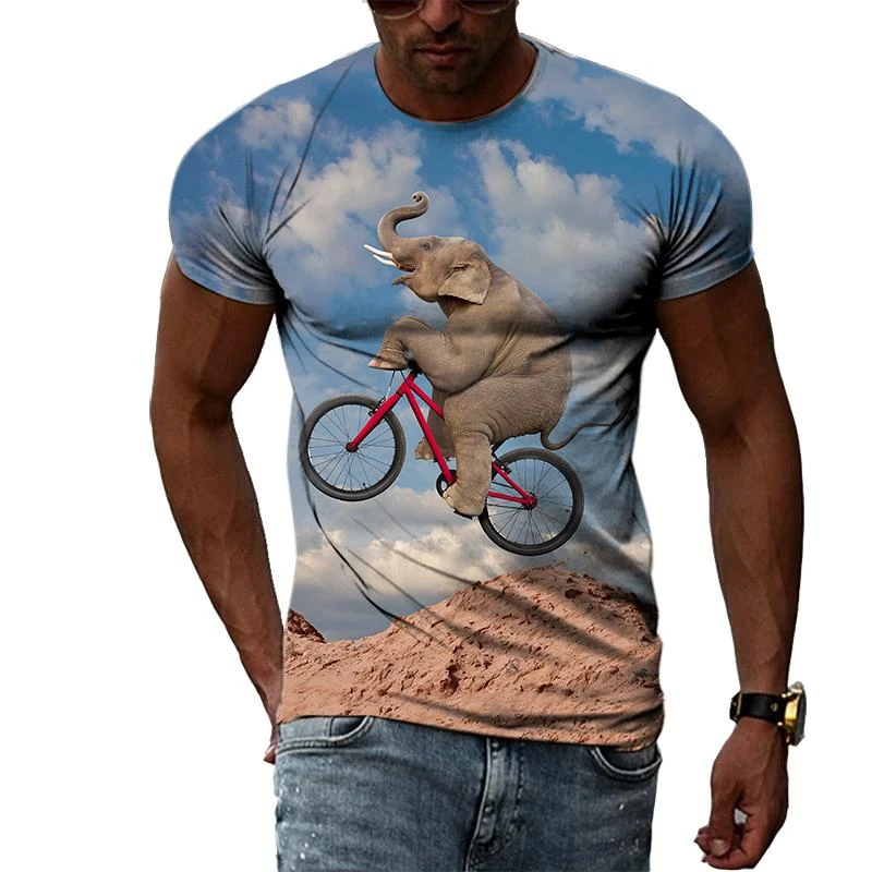 Funny Creation Animal T-shirt Men's Clothing Fashion Short Sleeve Round Neck Tees Tops 3D Printed Unique Design Cute T Shirts