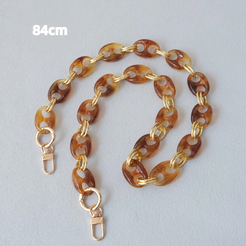 Neue Modische Damen-Taschenaccessoires: Leoparden-Muster, Bonbon-Rot, Blau, Acrylharz, Metallkette, Schulterriemen, Lange Kette für Umhängetaschen – Detail 36