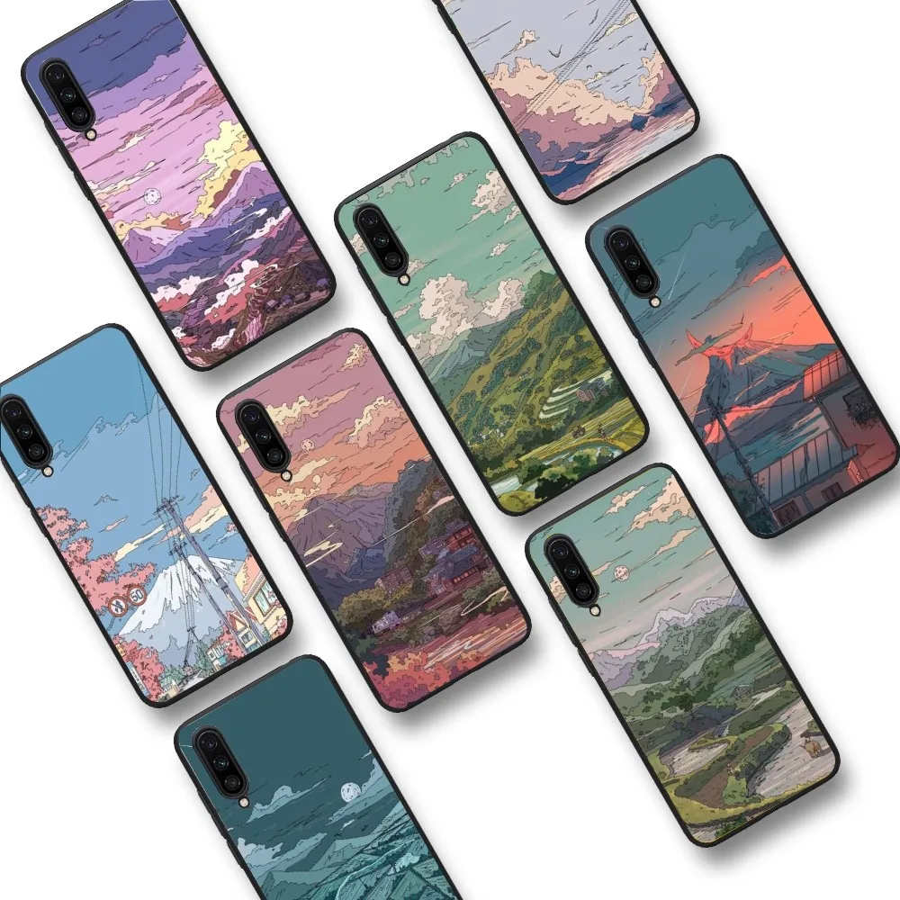 Japanese Anime Hand Painted scenery Phone Case For Samsung S 20 21 22 23 plus Ultra for Redmi Note 8 9 10 11 for Huawei Y 5 6 9