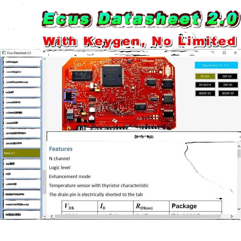 

Ecus Datasheet 2.0 Software ECU Repair Software PCB Schematics with Electronic Components of Car ECUs and Additional Information