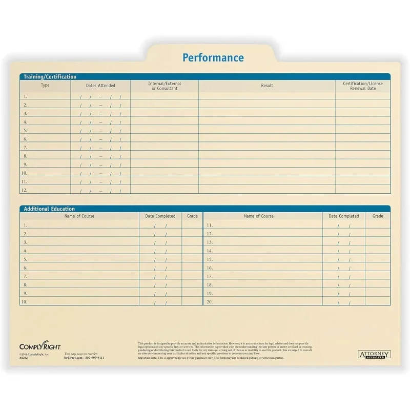 Performance Folder |   11.75” x 9.5” |   HR and Employee Management |   25-