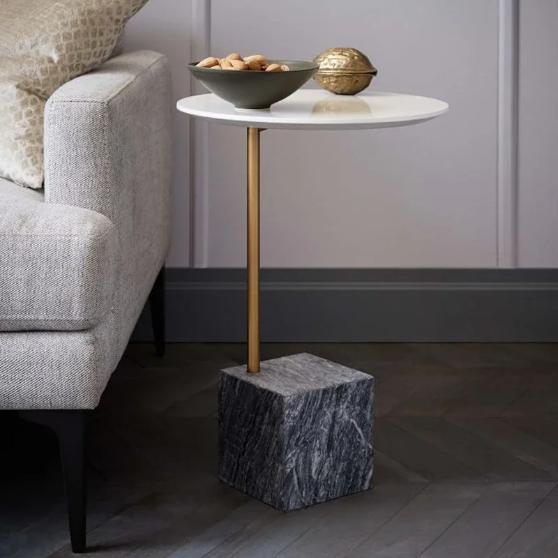 Modern simple Nordic marble edge table coffee designer creative round  model room mobile corner negotiation