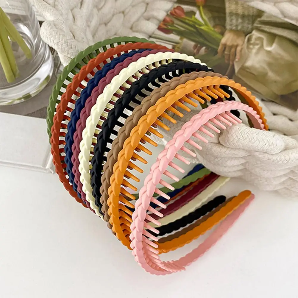 Elegant Solid Color Wave Hairbands For Women Trendy Toothed Non-slip Hair Combs Hair Accessories Girl Face Wash Sports Headbands