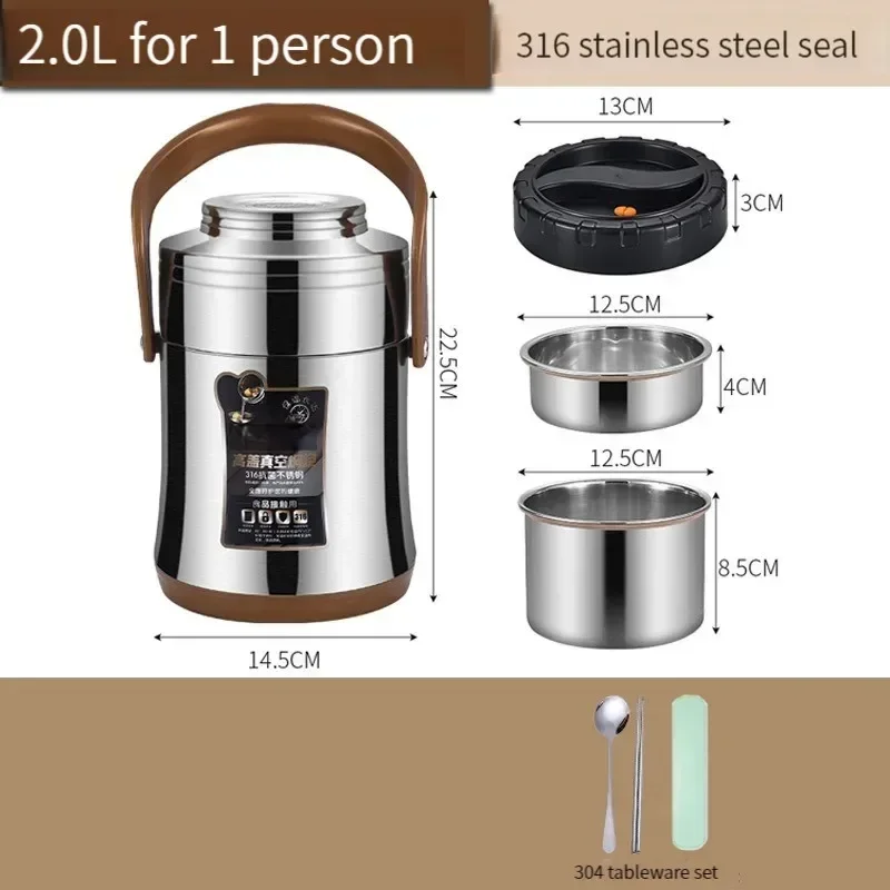High-quality stainless steel thermal lunch box, with super long 24-hour portable vacuum capacity, long-lasting insulation lunch