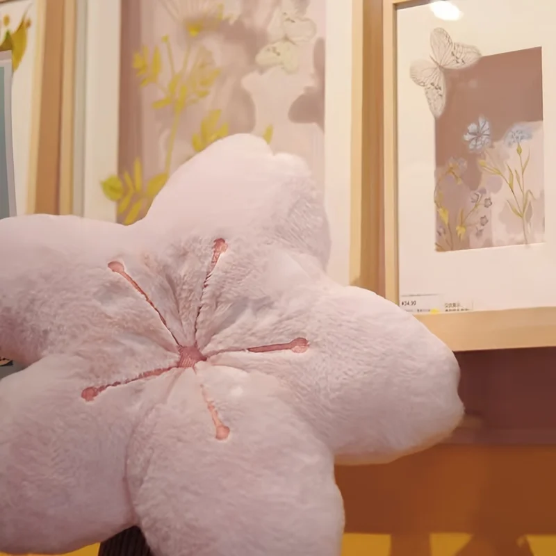 Almofada floral rosa chique flor de cerejeira bordado almofada de poliéster com preenchimento de polipropileno lavável à mão multiuso