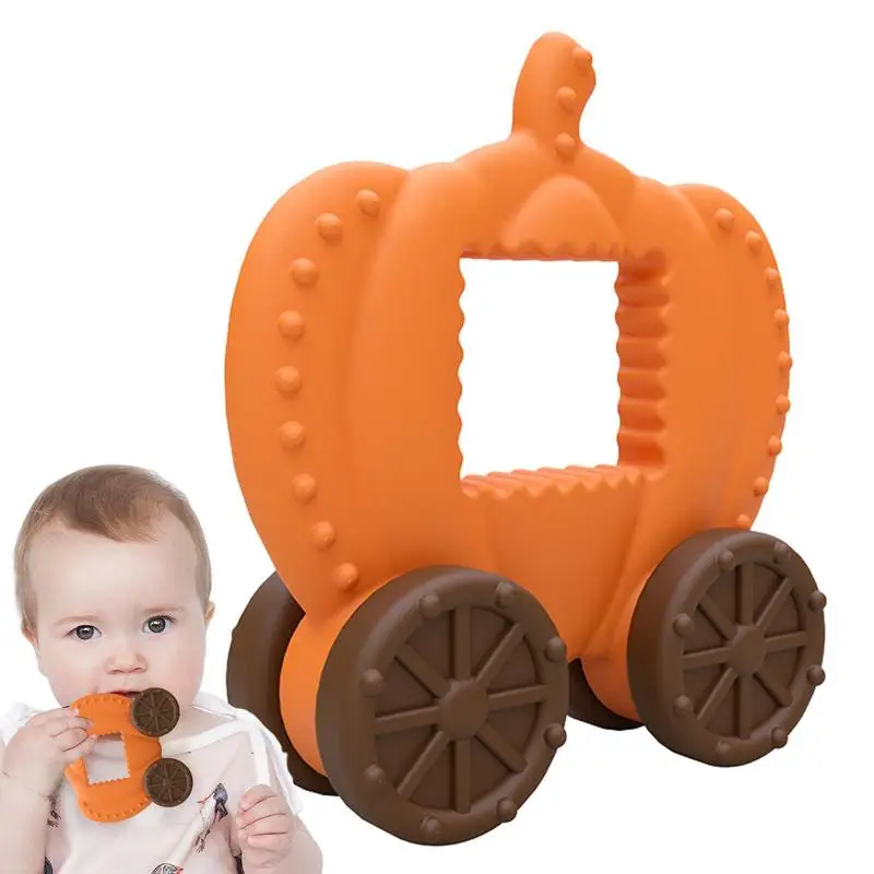 Baby Teether Halloween Pumpkin Car Toddler Chew Toys Baby Silicone Teether Toys Pain Relief Teething Toy Kid Sensory Educational