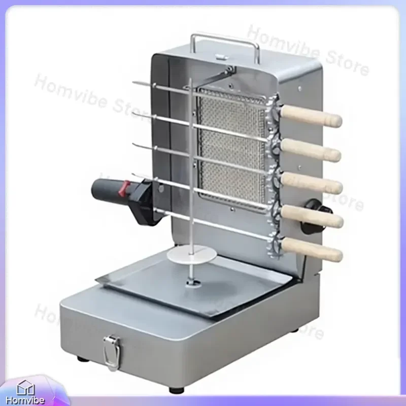 Hot Sale Stainless Steel Gas BBQ Grill Rotisserie Machine Vertical Shawarma Kebab Broiler with Skewers Outdoor Barbecue Grill