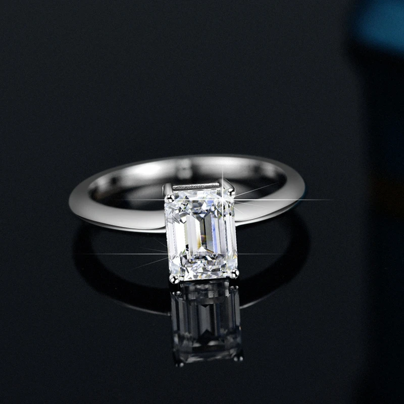 SEMNI 2.0ct Emerald Cut Moissanite Diamond Ring for Women 925 Sterling Silver Gift for Beloved Wife Girlfriend Mum