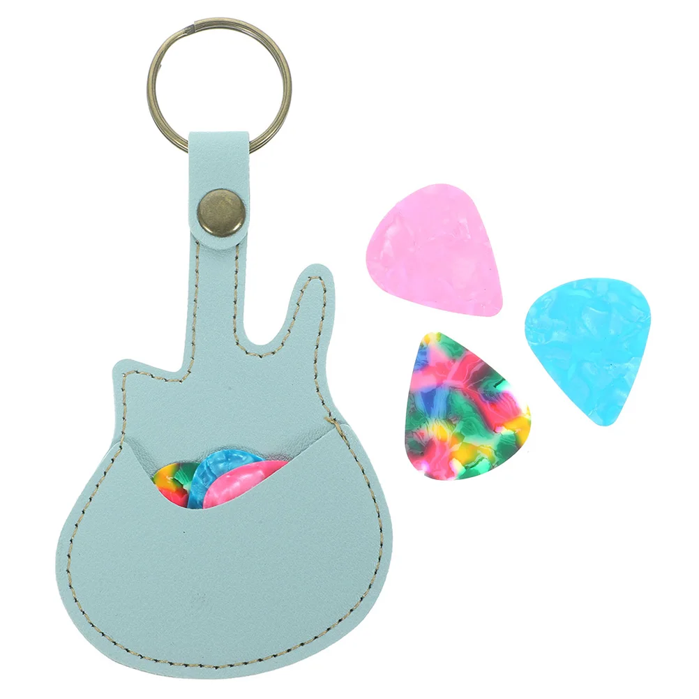 

1Set Guitar Picks Portable Storage Bag PU Pouch Compact Lightweight Acoustic Electric Bass Guitar Picks Case Keychain