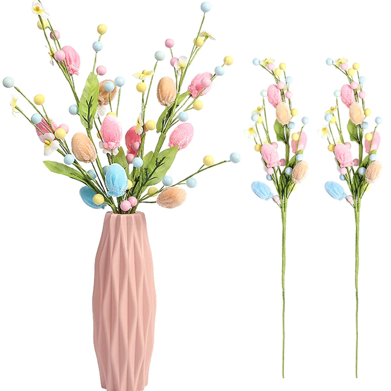 1Pc Easter Eggs Tree Branch Easter Foam Eggs Bouquet Easter Decorations For Home Flower Arrangements Spring Birthday Party Decor