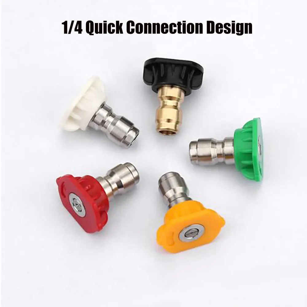 

5Pcs Pressure Washer Spray Nozzle Metal Jet Lance Nozzle Multiple Degrees 1/4 Quick Connection Design for Car nded Flushing Hose