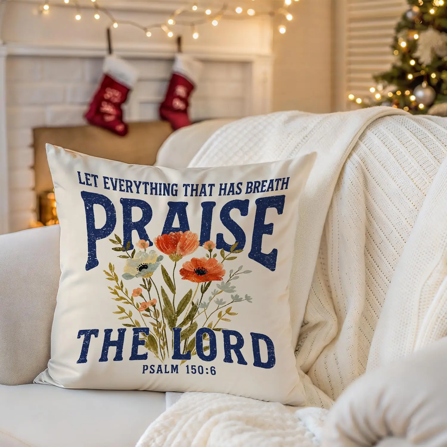 Inspirational Christian Scripture Pillow Covers Floral Botanical Bible Verse Home Decor Gift Throw Cushion