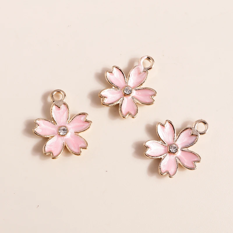 Duarte 20 Teile/los Nette Rosa Farbe Emaille Blume Charms Anhänger für Schmuck Machen DIY Ohrringe Halsketten Armbänder Zubehör – Detail 23