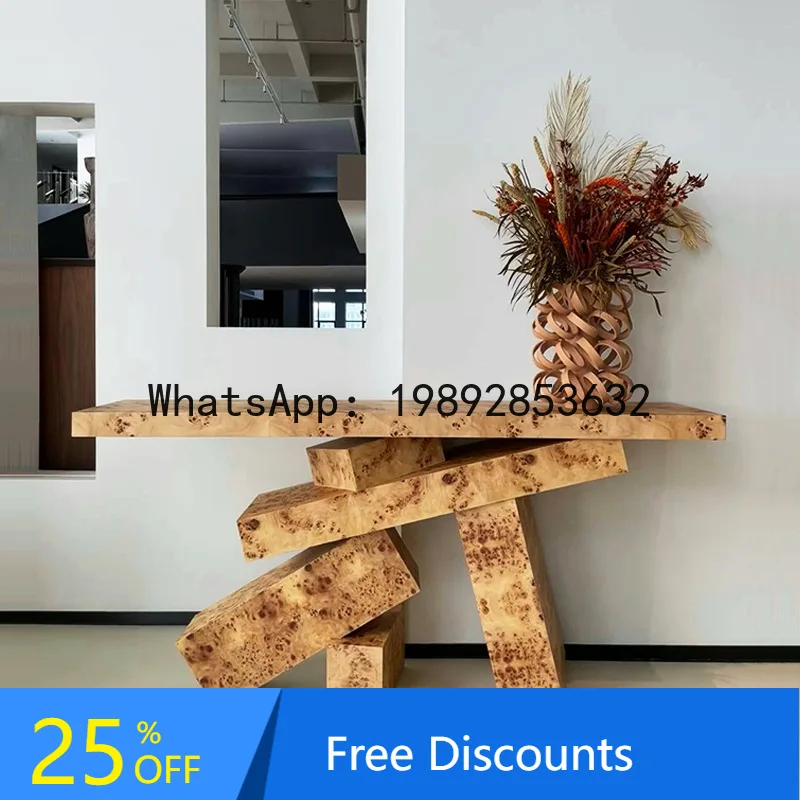 

XL Color Block Entryway Table Light Luxury High-End Entryway Wall-Mounted Console Table