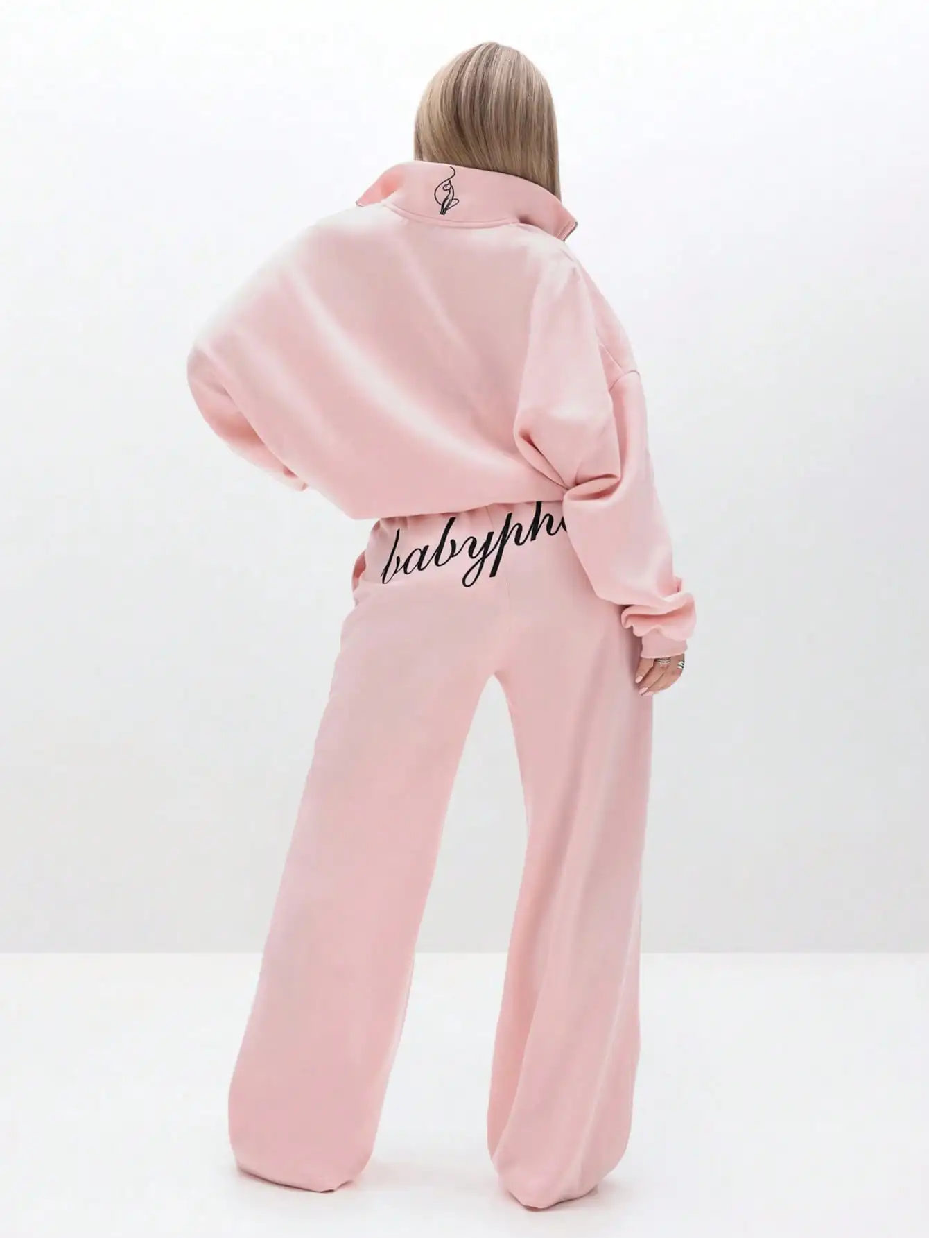 Sudadera con Capucha Extra Grande Rosa BABYPHAT con Estampado de Letras y Silueta de Gato, Ropa de Calle Informal de Invierno