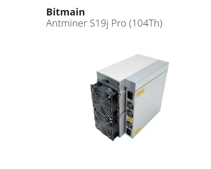 Antminer-S19j Pro da Bitmain Mining, Criptomoeda, SHA-256, Equivalente a 104Th s, Hashrate Máximo de 104Th s, 3068W