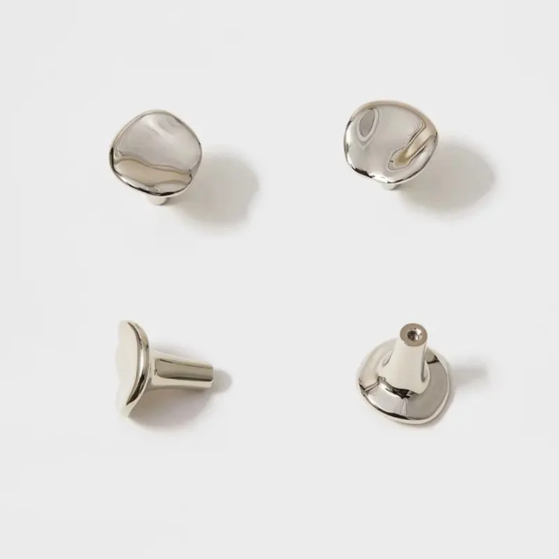 Titanium Silver Creative Drawer Dresser Knobs Solid Brass Irregular Cabinet Handles Light Luxury Kitchen Cupboard Door Pulls 1PC