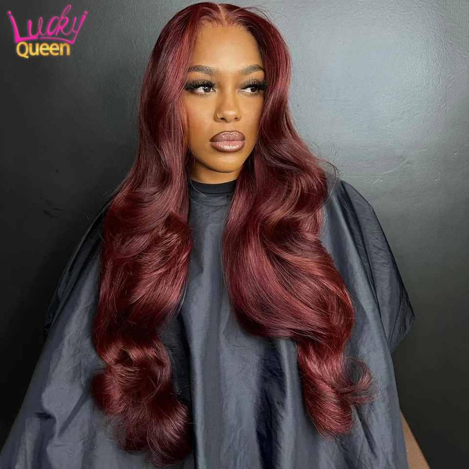 

99j Burgundy Lace Front Wigs Human Hair 13x4 Body Wave Pre Plucked Red Wig Wine Red Lace Front Wigs Human Hair Wigs for Women