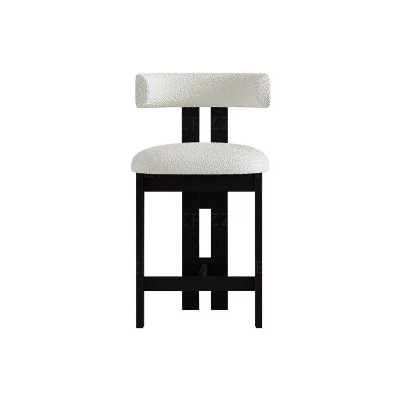 

New Chinese-style medieval wabi-sabi wind bar Shimadai high chair Nordic solid wood designer leather retro dining chair