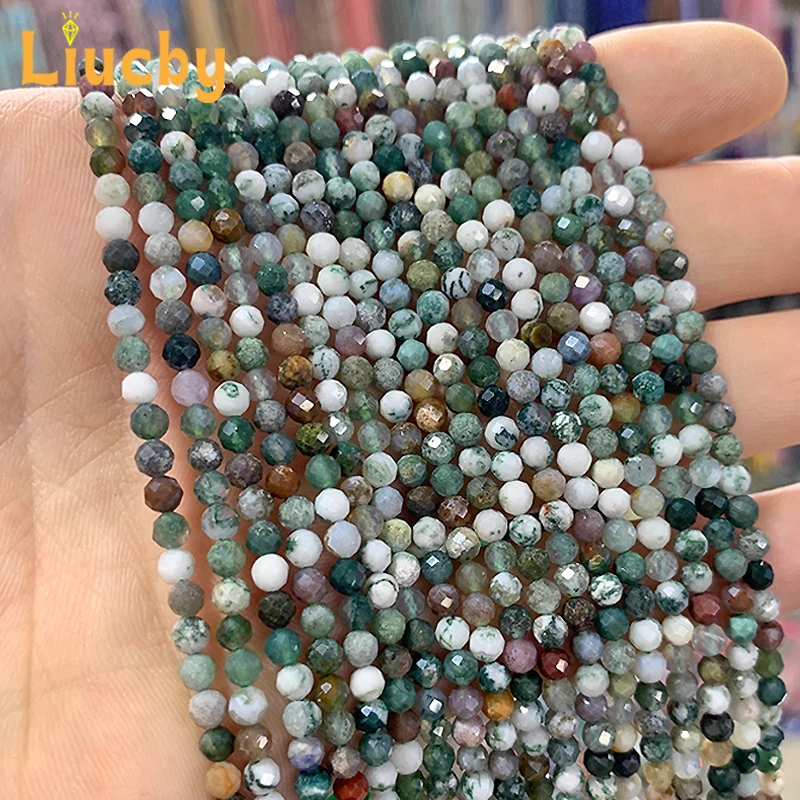 Faceted Indian Agates Natural stone Small beads for Jewelry Making DIY Decorative Accessories Bracelets anklet 15