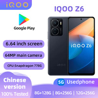 VIVO IQOO Z6 5G Cell Phone Android 6.64inch Screen CPU Snapdragon 778G Plus 4500mAh Battery 64MP Camara Unlocked used phone