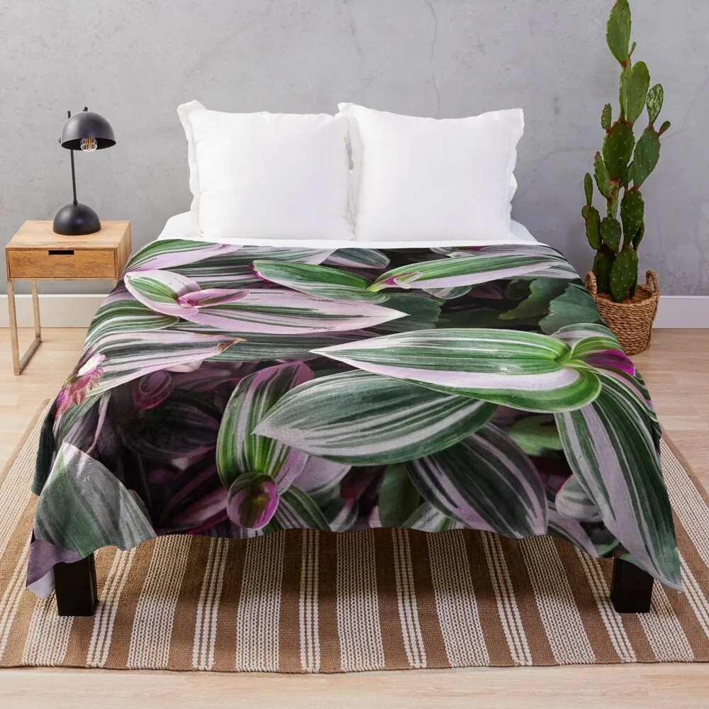 Tradescantia Zebrina green and purple flower greenhouse plant Throw Blanket Sleeping Bag Luxury Brand Kid'S Blankets