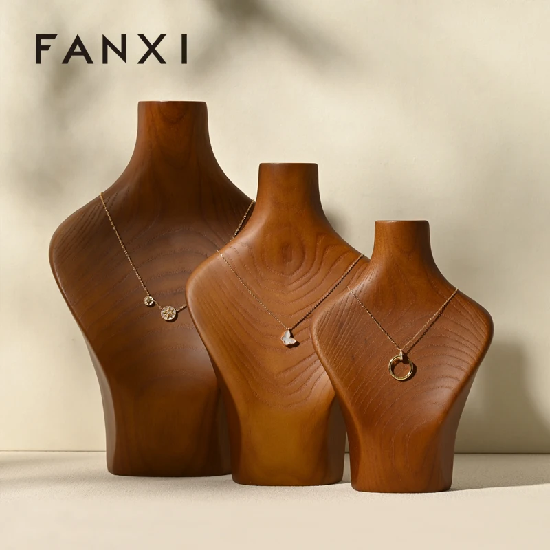 Oirlv Solid Wood Necklace Display Bust Stand Pendant Ring Finger Holder Mannequins Jewelry Exhibitor Jewelry Organizer Race