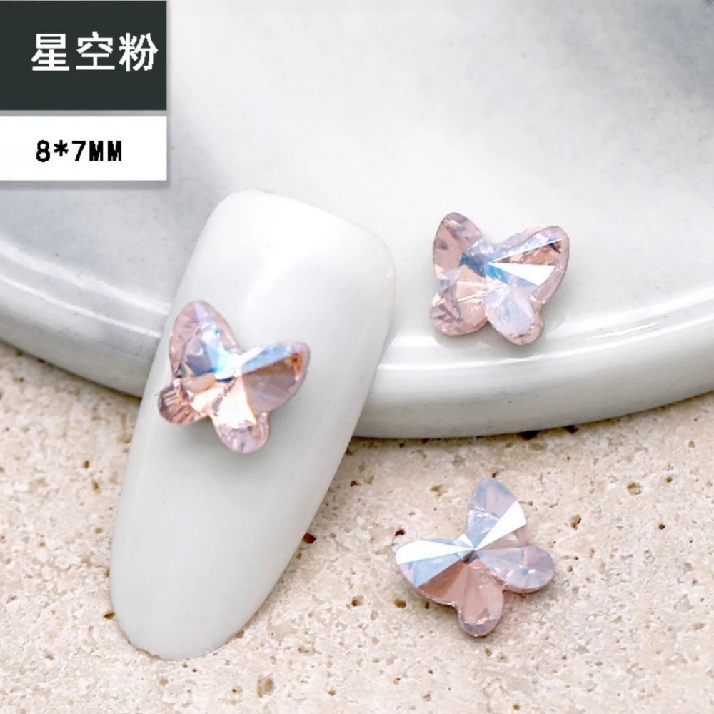 Prego diamante, rosa estrelado, fundo apontado, super flash, coração, gordura, quadrado, machado, borboleta acessórios, 50pcs