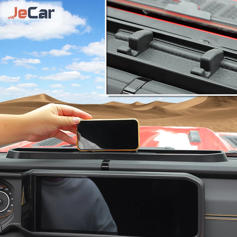 JeCar Center Console Phone Stand Holder Storage Box For Jeep Wrangler JL Gladiator JT 2024+ Stowing Tidying Interior Accessories