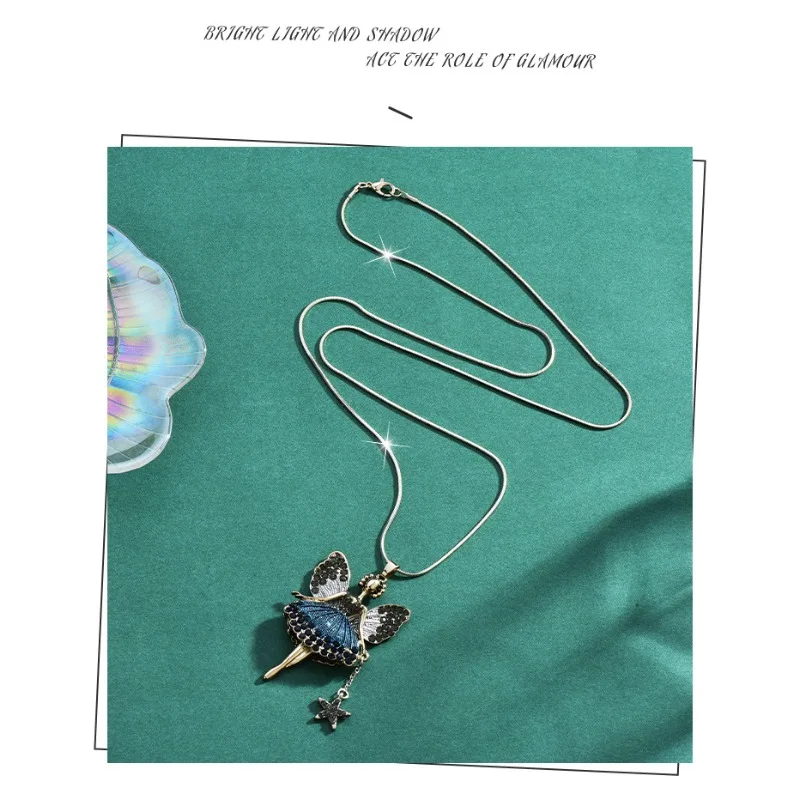 

A fashionable and sweet autumn and winter sweater chain for 2025, and a cute angel wing little girl pendant necklace