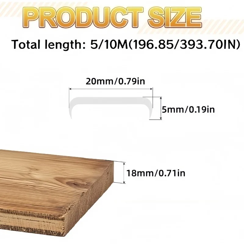 1PC 5/10M 196.85/393.7in PVC U Shape Furniture Trim Self Adhesive Cabinet Molding Strip Flexible Decor for Table Shelf
