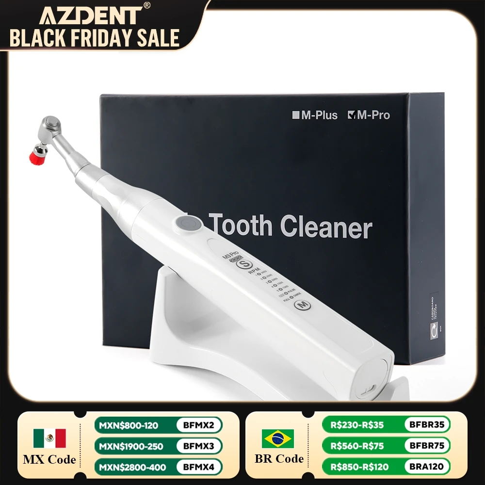 Dental Prophy Handpiece Cordless AZDENT Electric Teeth Cleaning Polishing Motor with Prophy Angles Brushes Tooth Cleaner Tools