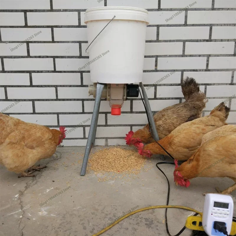 Automatic chicken feeder, duck feeder, pigeon timed feeder, solar powered remote feeding device